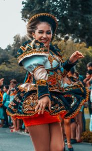 Feste Popolari woman in red and gold traditional dress