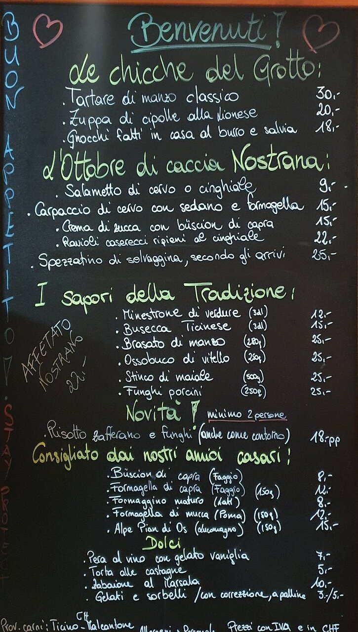 lavagna menu